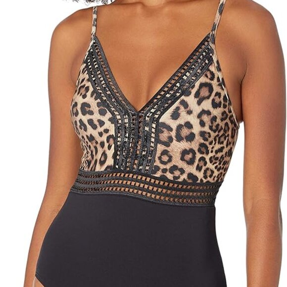Contours by Coco Reef Women's Imperial V-Neck ONE Piece, Black Multi 004, 12/36 - Picture 1 of 5